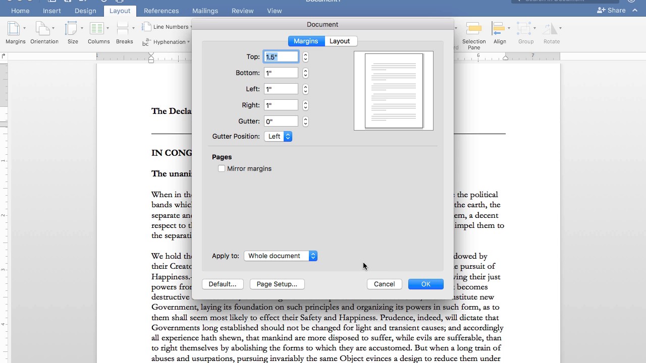 Microsoft word for mac print outside margins